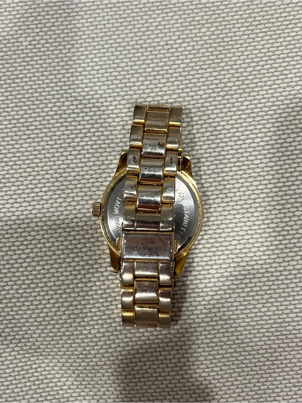 XOXO Gold Crystal-Accent Link Bracelet Watch